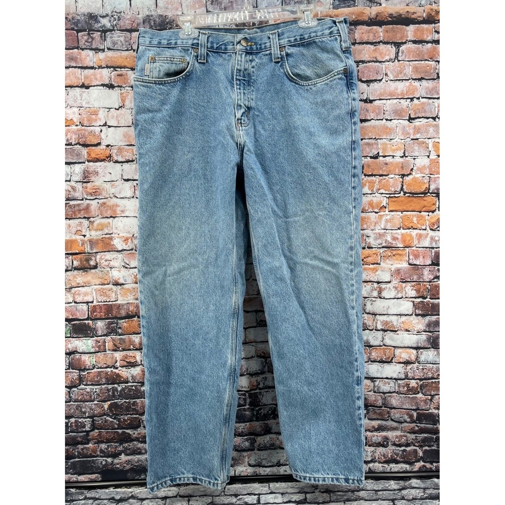 Carhartt B460 LVB Relaxed Fit Jeans Mens 38x30 Light Wash Blue Denim Workwear
